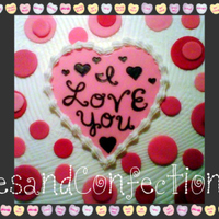 I Love You Heart And Dots 9" square Cotton Candy Cake pink & whit swirl with Cotton Candy Buttercream... Heart and dots made of fondant...