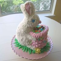 Easter Bunny Vanilla bundt cake with chocolate filling, decorated in butter cream.