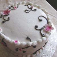 Cherry Blossom Cake This was a cake with a cherry blossom design for my MIL who loves these colors together.