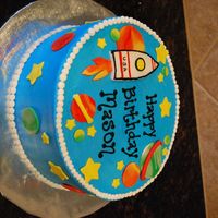 Space Birthday Cake 12" round with buttercream and fondant accents (Thank you so much cakesbyallison for the inspiration!)