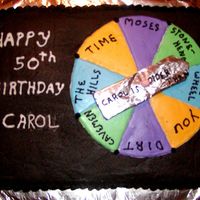 Wheel Of Aging Customer requested an Over The Hill themed cake and this idea came from the Wilton website. Customer also requested black icing. Cake is 11...
