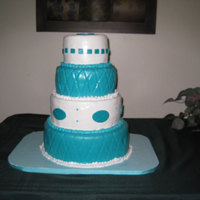 Teal Cake For Pastors Wife I made this cake for a birthday surprise for our pastors wife. It was banana cake and WASC with mousse fillings and cream cheese icing,...