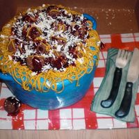 Pastapot.jpg SOLD FOR $330!!! This was a donation for my friend's school dessert auction yesterday. It was fun to make. I started it yesterday...