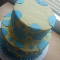 Dots Birthday Cake Made for my husband's 2 year old cousin. Was not pleased, as per usual I cannot get my buttercream to do what I sooo want it to do lol...