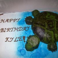 Turtle Cake The turtle was made using a pyrex bowl, mini cupcakes for the legs, and a regular sized cupcake for the head. I used a star tip with moss...