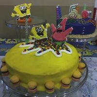 Sponge Bob And Patrick Ball Pit this cake was for my son's 5th b-day.... sponge bob, patrick, and gary are all made with color flow.... stayed up till 6 am the day of...