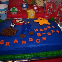 Mario Birthday Cake All B/C, and piping gel for the stache which I am not happy with.