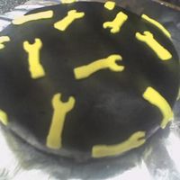 Work Cake!!! I made the MMF.....cake is yellow cake with BC frosting...... the guys at work love my cakes, so I made them this simple design mmf cake at...