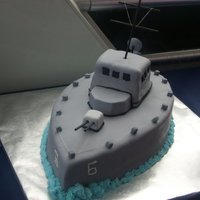 Navy Retirement Cake I tried to replicate the USS Farragut which was the 1st destroyer my Dad was on in the Navy. It's yellow/chocolate covered in BC and...
