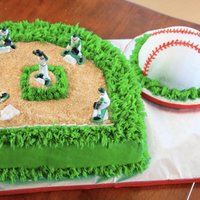 Baseball First Birthday! Baseball field and smash cake for a little boy's 1st birthday! Mom had the figures and put them on before the party. I used 10"...