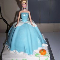 Cinderella Cake Cinderella cake for a little girl's 3rd birthday. Bottom 10" covered in buttercream and Barbie is buttercream covered in MMF...