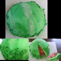 Watermelon Cake A watermelon shaped cake which was also watermelon flavored. This was my first 3D cake as well as my first try with fondant. It was a blast...