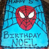Spiderman Birthday Cake I'm new to cake decorating. This is only the fourth cake I've decorated and the first Spiderman Cake I've done. All BC.