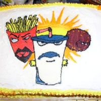 Aqua Teen Hunger Force From the adult swim tv show Aqua Teen Hunger Force, Chocolate mayonaise cake with buttercream frosting. The picture is my first FBCT! I&#...