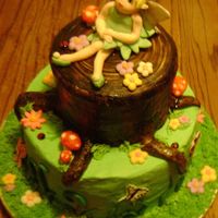Baby Tinkerbell I've been wantin to make a fairy cake for awhile.... Chocolate cake with fresh strawberries and buttercream filling. I traded a tattoo...