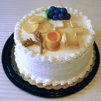 Simple First Communion Cake Just posting this one in case someone can draw inspiration. My inspiration came from the banner my son created for the pew. The cake was...