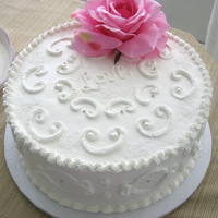 Pure White Love...with A Touch Of Pink! strawberry/pina colada filling/whipped frosting. sister in law's bridal shower. she wanted simple and romantic. hope you can see the...