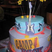 Camp Rock My niece wanted a cake that she say online and asked if I can make it. Top tier strawberry/straw filling bottom tier choco/straw filling...