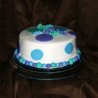 Dotted Cake WASC with BC icing and MMF decorations. First time using MMF - I'm still unsure of the results, but it sure does taste good!!