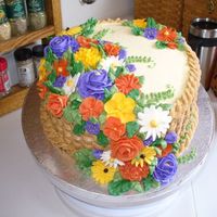 Thanksgiving Flowers I made this for my sister-in-law who was having Thanksgiving at her house. It's spice cake with pumpking filling and crusting cream...