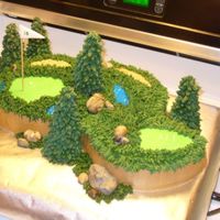 Gary's Golf Cake I made this by cutting an 8" cake into a yin-yang shape and turning one upside down and arranging them into this shape. Everything is...