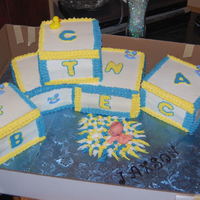 Baby Blocks Ended up just using the star tip on the blocks. I was going to use fondant but ran out of time. Didn't turn out to be totally square...