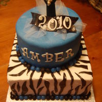 Grad Cake Champagne bottom layer and chocolate chip cookie cake top layer.