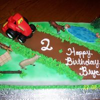Farm/tractor Cake Made for a little boy who loves tractors. Fondant and buttercream with plastic figurines.