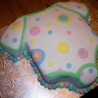 Onesie Baby Shower Cake The shape for this cake was carved from a 9 x 13 sheet cake and covered with Wilton fondant.