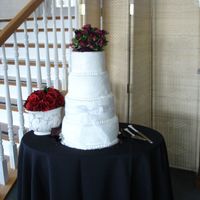 The Stephanie My first wedding cake ever! All buttercream icing , red velvet, chocolate and yellow cake.