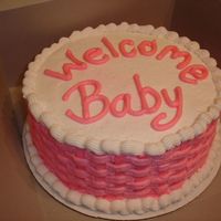 Simple Pink Bably Shower Cake Simple Pink Bably Shower Cake - buttercream and basket weave