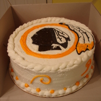 Redskins B-Day Cake Simple 10" cake w/ buttercream transfer decoration.
