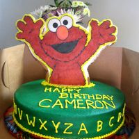 Elmo Giant Cookie Cake This was done after looking at some great idea cakes here on CC. Elmo is a large (overbaked) sugar cookie, frosted and affixed with a wafer...