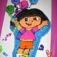 Dora Birthday Cake Made for my niece. Cupcakes for balloons