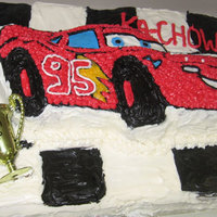 Lighting Mcqueen Cars Cake Made this for my daughters 5th birthday. Lighting Mcqueen cake pan. Put a square cake under so we would have enough cake. Not as neat as I...
