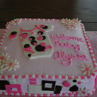 Baby Shower I used the shower invites for inspiration. Buttercream frosting with fondant decorations.