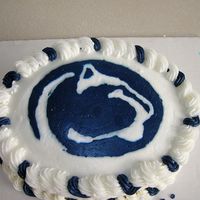 Penn State Birthday Cake FBCT for Penn State Logo. Chocolate cake with raspberry filling