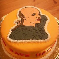 Bald Britney - Side Britney mid head shave, cinnamon cake with chocolate frosting. Made for my sister's birthday. The side of the cake says "Bald...