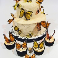 Monarch Butterfly Cake & Cupcakes This is a cake and some of the cupcakes I made for a bride's wedding that had a Monarch butterfly theme. I used gelatin to make the...