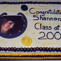 Graduation Cake 1 Did this cake for a friend, who's daughter is into riding horses. 1/2 Chocolate cake & 1/2 white cake w/BC, edible pic and colored...