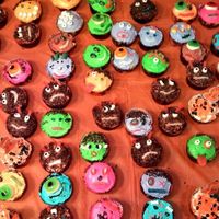 Monsters These are some cupcake I help make for a Halloween birthday party. The birthday girl had lot of fun making them.