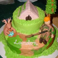 Hunting Cake Great inspiration on this site. Thanks for all the help. All buttercream except figurines and suger cone tree on a pretzel stick