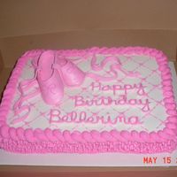 Ballerina Fondant shoes and buttercream. The little girl's name is Belle so the mother asked for Bellerina to be put on the cake. I used the...
