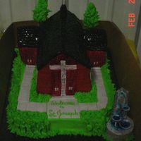 Church Cake This cake was 4 layers all buttercream except sidewalk doors and roof and the water fountain. It was done for a benefit. Sorry for the bad...