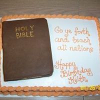 Bible Themed Birthday Cake Hubby had the idea of doing a bible on a cake for his uncle's upcoming birthday, so that's what we did.(he's a pastor) It...