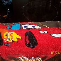 Lightning Mcqueen This was my first cake by myself. It turned out better than I thought, but have much more to practice on. I used the Lightning McQueen car...