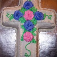 Cross Cake I made this for a church anniversary party but it could be for baptism or first communion. Cross shaped pan, buttercream icing and...
