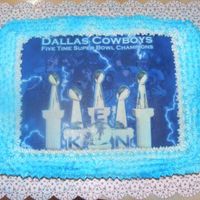 Dallas Cowboys This cake was jsut so rushed, I made it today for a game tonight, My neighbor loves the cowboys so i put his name on the image....