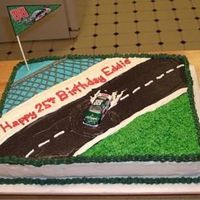 Dale Jr Cake I made the flag on the computer. All buttercream.