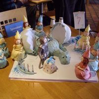 Princesses & Knight Celebrate With Dragon My daughter's 7th birthday cake. She shared her party with a 'real' boy, and this was what I came up with to please them...